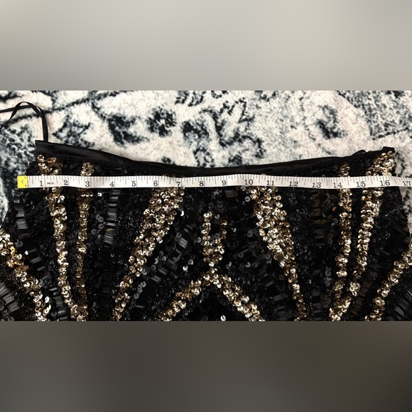NASTY GAL Sequin Micro Mini Skirt Black Gold Size Medium - Picture 9 of 10